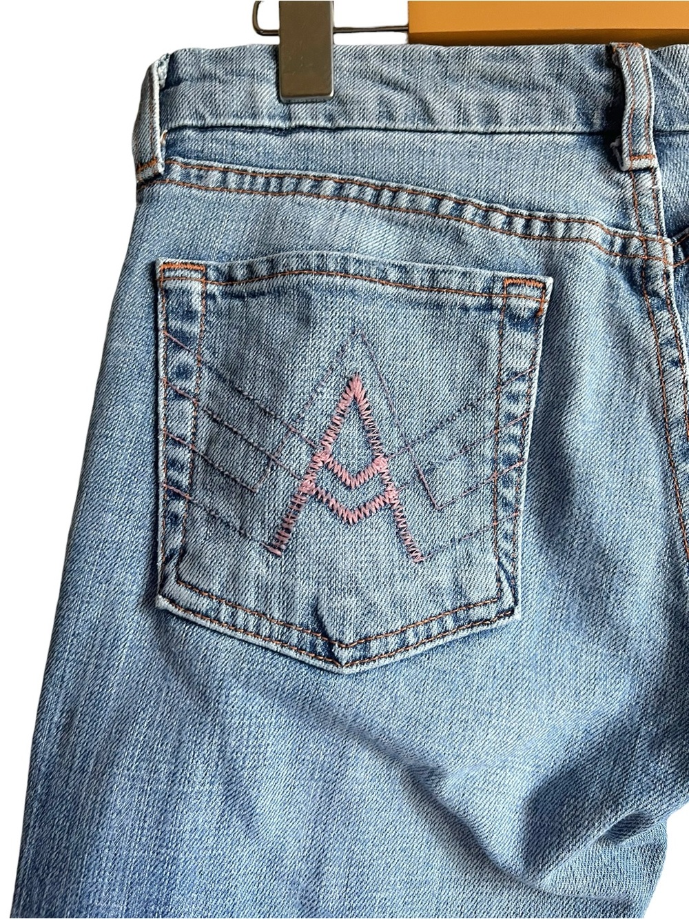 7 For All Mankind Pink A Pocket Flare Bootcut Jeans Size 27 Blue - Picture 10 of 15
